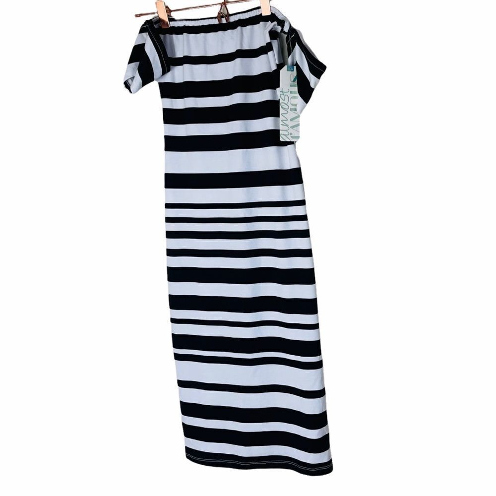 NWT ANGL Almost Famous Striped Bodycon Midi Dress Small